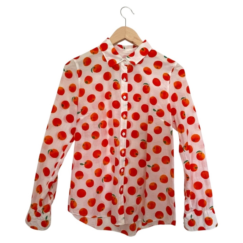J Crew Perfect Long Sleeve Button Down Shirt in Citrus Print. Size: 6